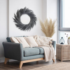 Faux Pampas Grass Wreath, 27" Large Boho Wreath for Wall Decor | Artificial Pampas Wreath | Interior & Exterior Silk Modern Wreath Decoration, Boho Wreath for Front Door