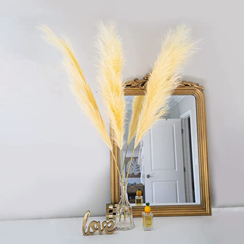 Faux Pampas Grass Decor Tall 55 inch 3 Stems I Premium Artificial Pampas Grass Tall for Floor Vase, Large Pompas Grass Branches Plants I Floor Vase Filler for Home Boho Decorations