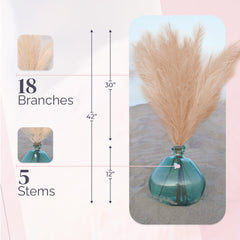 Faux Pampas Grass Decor Tall 42 inch 5 Stems I Premium Artificial Pampas Grass Tall for Floor Vase, Large Pompas Grass Branches Plants I Floor Vase Filler for Home Boho Decorations